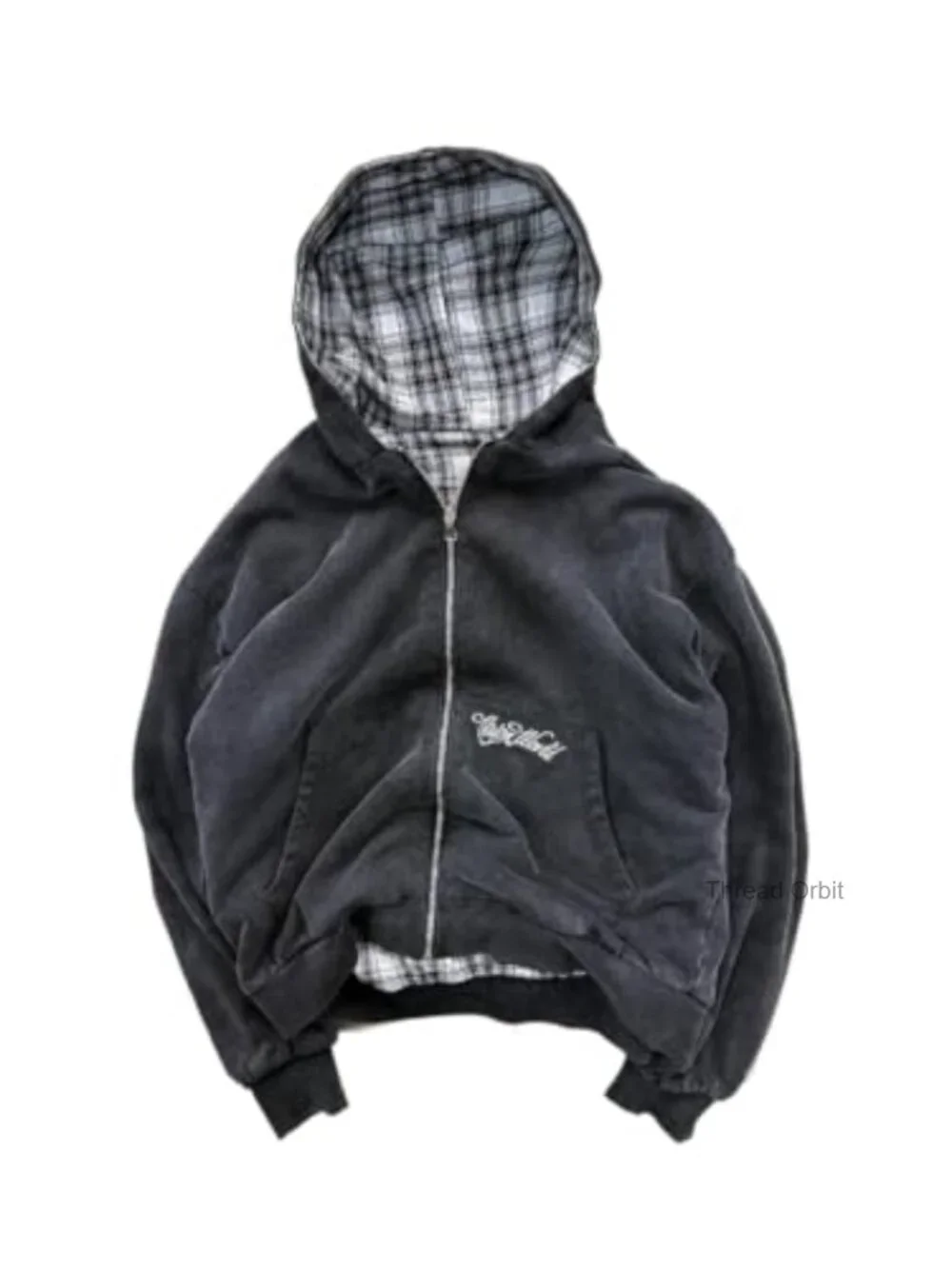 Checkered Hoodie, Y2K Hip-Hop Sportswear, Casual Jacket, Long Sleeve Pullover
